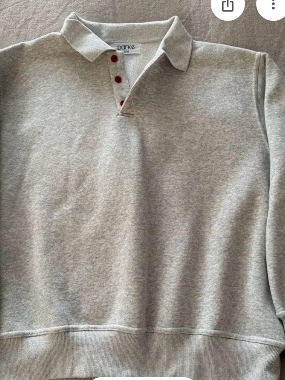 PARKE X SET Light Gray Polo Sweatshirt with Red Buttons